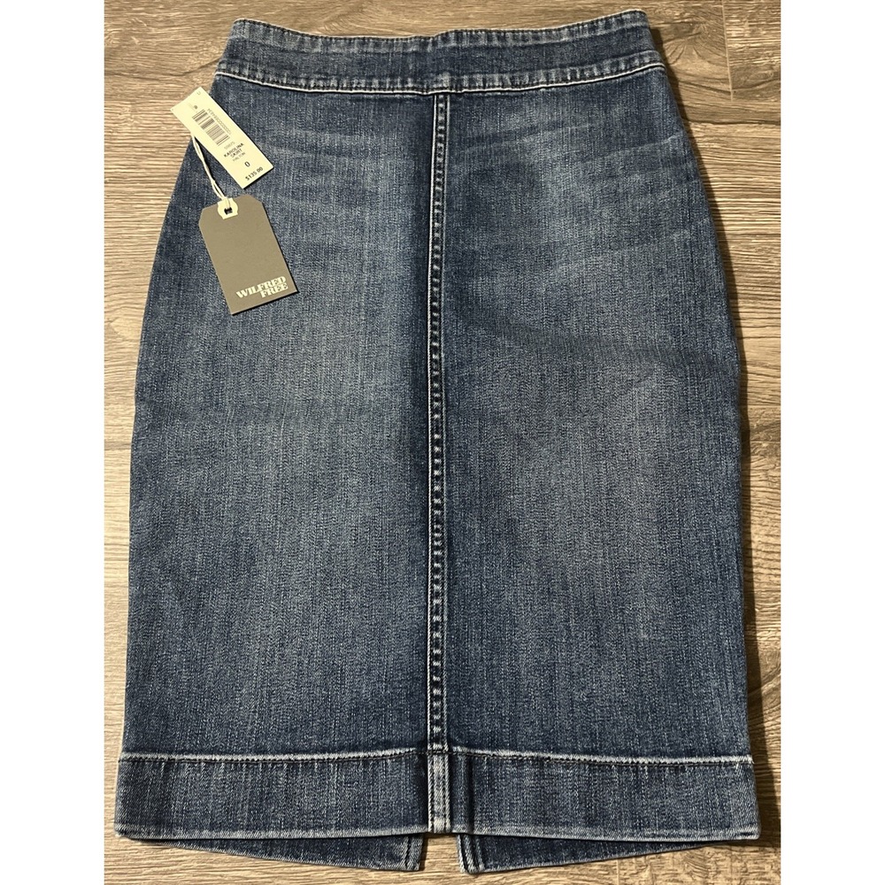 Wilfred Free Karolina Mini Pencil Medium Wash Jean Skirt Size 0 (24x21) NWT $135